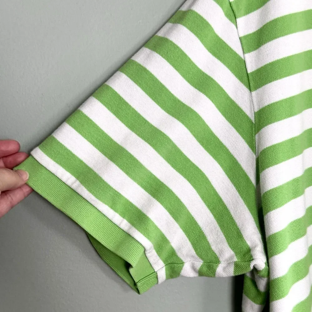 Polo Ralph Lauren Polo Shirt Mens 4XB Green White Stripe Cotton Preppy Pony